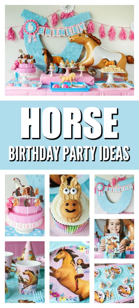 Horse Themed Birthday Party, Horses Birthday, Horse Party Decorations, Horse Birthday Party, Knight Birthday Party, Horse Themed Party, Horse Birthday Cake, Spirit Riding Free, Blue Party Decorations