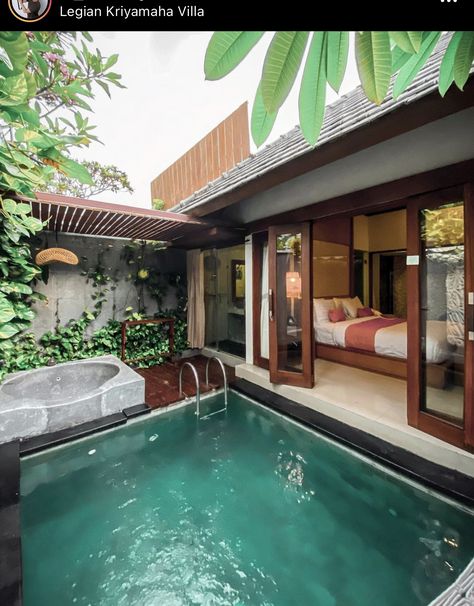 Hotel Bali, Small Backyard Design Ideas, Backyard Design Ideas, Indoor Swimming Pool, Small Pool Design, Tropical House, Indoor Swimming, Backyard Pool Designs, Village House Design