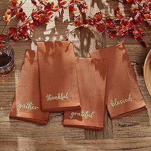 Thankful And Grateful, Fall Table Settings, Vinyl Tablecloth, Fabric Napkin, Embroidered Napkins, Thanksgiving Celebration, Thankful And Blessed, Cloth Napkin, The Harvest