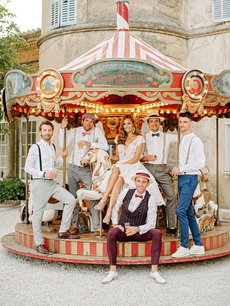 lara kjell circus party guys carousel Funfair Wedding, Circus Wedding Theme, Waffle Bites, University Friends, Carnival Wedding Theme, Cirque Vintage, Wedding Food Ideas, Summer Wedding Venues, Cookie Shots