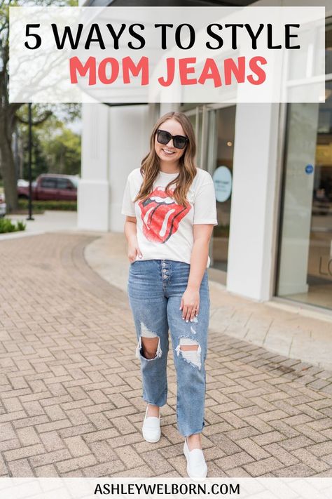 Now that I have found the perfect mom jeans, I have been loving finding so many ways to style them #jeans #jeanstyle #momjeans #momjeanstyle #momjeansstyle #targetstyle #affordablefashion #targetjeans #howtowear #howtostyle / Styling Mom Jeans / Mom Jeans / Ways to Wear / How To Style / Ways To Wear Mom Jeans / Ways to Style Mom Jeans / Mom Jean Style Mom Jeans With T Shirt, Mom Jeans And Sweatshirt, Mom Jeans Outfit Fall High Waist, How To Wear Mum Jeans, Mom Jeans Mid Size Outfit, Mid Size Mom Jeans Outfit, How To Cuff Mom Jeans, Ripped Mom Jeans Outfits Fall, How To Style Mom Jeans High Waist