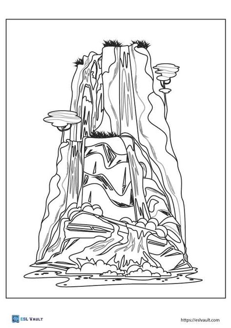 waterfall coloring page Coloring Sheets, Adult Coloring Pages, Female Sketch, Coloring Pages, Black And White, Drawings, Color, Art