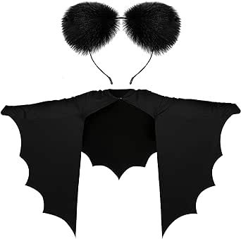 2 Pcs Halloween Bat Costume Accessories Black Bat Sleeve Wings Bat Shrug and Plush Bat Ear Headband for Halloween Dress Up Womens Bat Costume, Bat Shawl, Halloween Bat Costume, Kiss Costume, Bat Costume, Matching Halloween, Cute Bat, Halloween Costume Accessories, Wings Costume