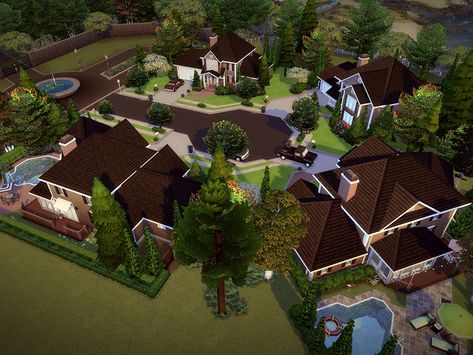 The Sims 4 | #TS4 #TheSims4 https://rednaxlive.tumblr.com/likes Family Compound Ideas Layout, Ts4 Lots, Brindleton Bay, Nice Houses, The Sims 4 Lots, Sims 4 Challenges, Sims 4 Family, Sims Houses, Sims 4 House Plans