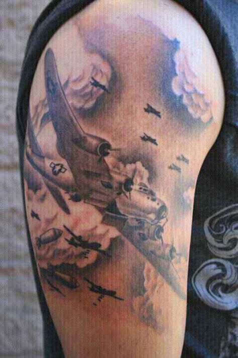 Obsessed with WWII....love it! Spitfire Tattoo, Aviation Tattoo, Air Force Tattoo, Plane Tattoo, Airplane Tattoos, Military Tattoos, Wicked Tattoos, Badass Tattoos, Love Tattoos