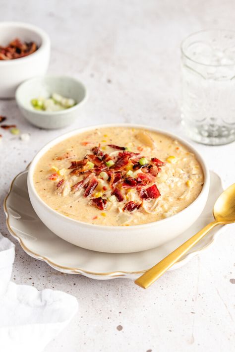 This Creamy Chicken Corn Soup recipe is packed with ingredients like chicken, corn and potatoes that simmer in a creamy chowder broth. Corn And Potatoes, How To Cook Venison, Elk Recipes, Chicken Corn Soup, Corn Soup Recipes, Chicken Corn Chowder, Chicken Corn, Ham And Beans, Kids Lunches