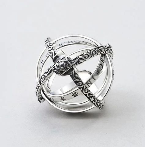 Symbols Of Wisdom, Armillary Sphere, Celestial Ring, Spinner Ring, Spinner Rings, Unisex Design, The Universe, Astronomy, Handmade Ring