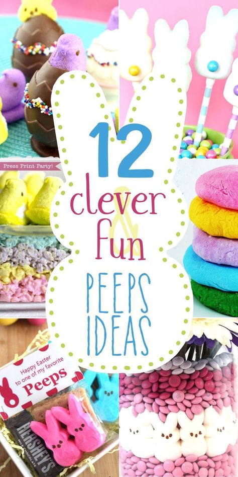 Kick your Easter and spring decorations up a notch with these clever and fun Peeps ideas. 12 Clever and Fun Peeps Ideas - by Press Print Party! Easter Decorations - Spring - Centerpieces Birthday Dinner Decorations, Peeps Crafts, Peeps Treats, Peeps Recipes, Marshmallow Peeps, Spring Fun, Ideas For Easter, Dinner Decoration, Easter Peeps