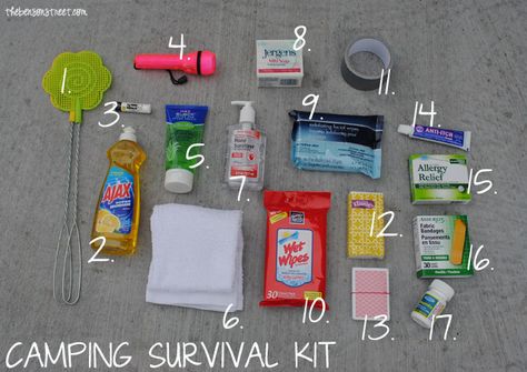 Everyone needs a "Go-To" kit when camping.  Here's a suggestion for contents.  Don't forget to get the unscented products. Camping Survival Kit, Survival List, California Beach Camping, Camping Bedarf, Camping Snacks, Camping 101, Camping Diy, Camping Products, Camping Shower