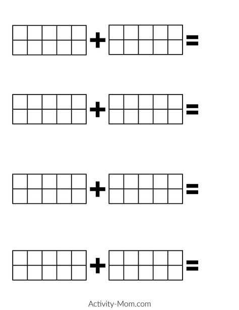 Ten Frame Addition Worksheet, Ten Frame Addition, Frame Addition, Ten Frame Activities, Free Preschool Printables, Teen Numbers, Addition Worksheets, Fine Motor Skills Activities, Motor Skills Activities