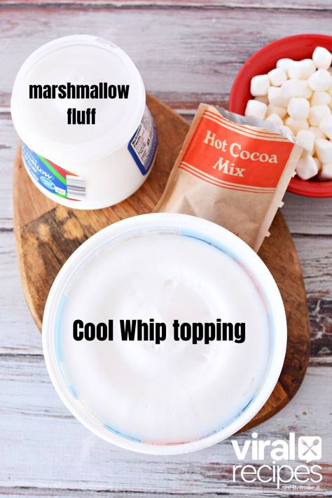 Cool Whip And Marshmallow Fluff, Cool Whip Hot Cocoa Dip, Hot Chocolate Cool Whip Dip, Hot Coco Dip Recipe, Hot Cocoa Dip With Marshmallow Fluff, Hot Chocolate Dip Cool Whip, Marshmallow Fluff Recipes Easy, Hot Coco Dip, Hot Cocoa Dip Recipe