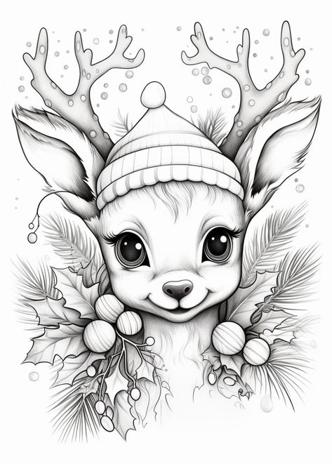 Christmas Drawings Black And White, Christmas Drawing Black And White, Christmas Characters Drawings, Skisser Ideas, Christmas Pencil Drawings, Christmas Color Pages, Christmas Drawing Ideas Creative, Christmas Adult Coloring Pages, Christmas Pictures To Draw