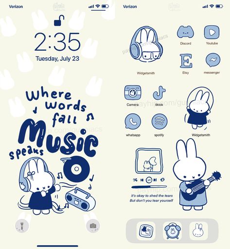 Miffy Theme Phone, Miffy App Icon, Miffy Homescreen, Phone Decoration Ideas, Cute Phone Themes, Home Screen Customization, Miffy Cute, Miffy Icon, Miffy Aesthetic