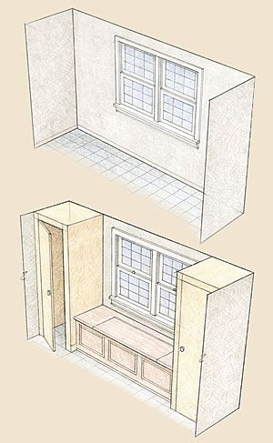 Big Ideas for Small Houses - Fine Homebuilding Window Seat Kitchen, Window Seat Design, Smart Tiles, Window Seats, Window Benches, Build A Closet, Built In Cabinets, Remodel Bedroom, Closet Bedroom