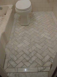 White marble in all its wonderous white glory! - Enchanted BlogEnchanted Blog Marble Herringbone, Marble Tile Bathroom, Marble Subway Tiles, Patterned Floor Tiles, Herringbone Floor, Herringbone Tile, Casa Exterior, Kitchen Floor Tile, Trendy Bathroom