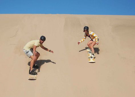 Sand boarding in Dragon Dune, S. Africa. Dune Surfing, Sand Boarding, Mossel Bay, Sand Surfing, Knysna, Port Elizabeth, Garden Route, Camping Activities, Best Seasons