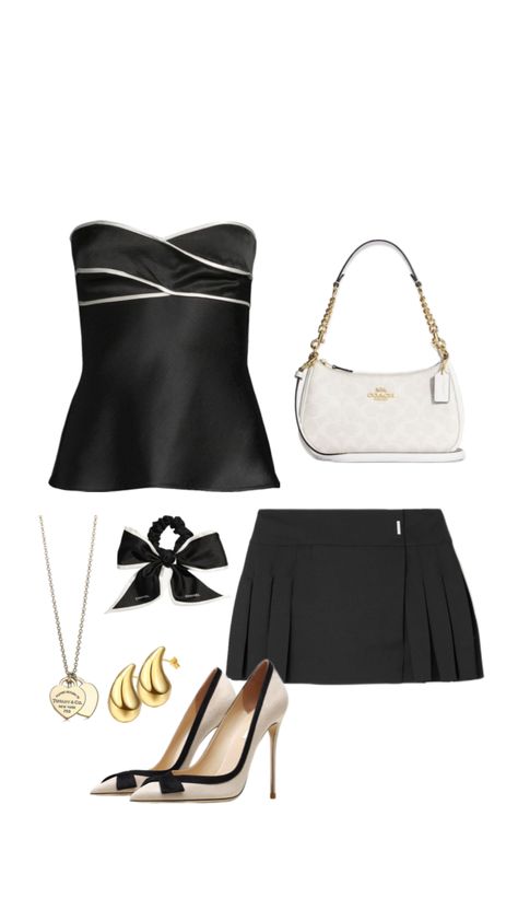 #oufitinspo #fitcheck #outfitgoals #blackandwhite #bows #chanel Woc Outfit, Chanel Set, Rich Clothes, Clothing Upcycle, Korean Casual Outfits, Casual School Outfits, Clothes Pictures, Princess Outfits, Fancy Outfits