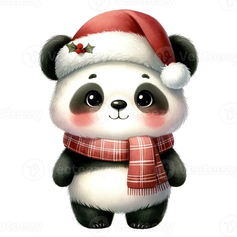 Watercoloring Ideas, Cute Panda Illustration, Panda Pfp, Sticker Nails, Panda Christmas, Panda Card, Winter Drawings, Panda Illustration, Panda Drawing