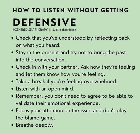 Why Am I So Mean To My Boyfriend, How To Be More Understanding, Why Am I So Defensive, Communication With Partner, Defensiveness In Relationships, Quality Time Ideas, Therapy Pictures, Communication Relationship, Relationship Lessons