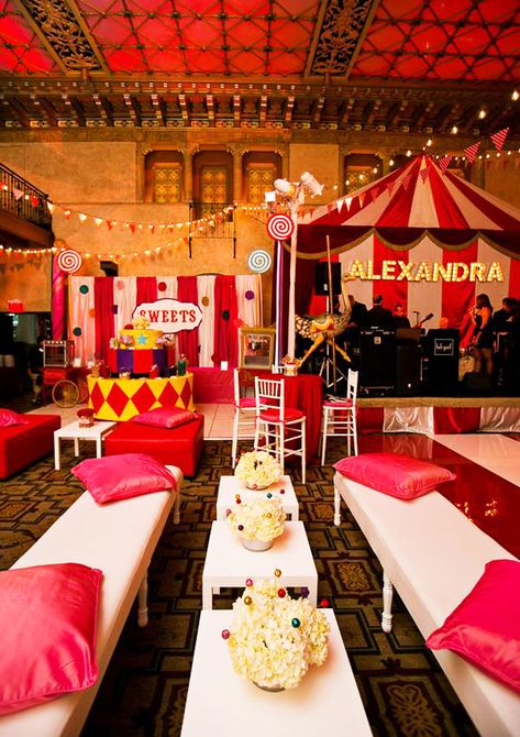 bat mitzvah party Circus Themed Party, Thema Party, Bat Mitzvah Themes, Mitzvah Themes, Circus Carnival Party, Bat Mitzvah Party, Circus Theme Party, Carnival Themed Party, Christmas Party Themes