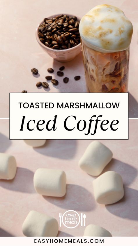 Toasted Marshmallow Mocha Coffee, Marshmallow Coffee Creamer, Toasted Marshmallow Iced Coffee, Marshmallow Cold Foam Recipe, Toasted Marshmallow Coffee, Toasted Marshmallow Syrup, Marshmallow Coffee, Marshmallow Drink, Espresso Recipe