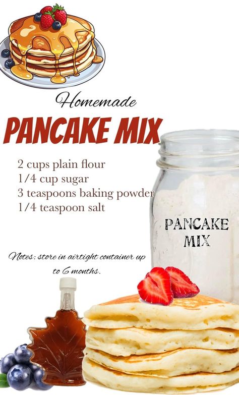 ￼

Homemade Pancake Mix

Just two simple instructions in making the best pancakes at home.

How to Mix: In a medium bowl mix together 1 cup of milk, 1 egg and 2 Tablespoons of oil. Add in 1 cup of pancake mix and stir till combined.

Cook: Scoop 1/4 cup in a heated buttered skillet on medium heat. 

Instead of milk, add 7up or sprite!!! Pancake Mix Just Add Water Recipes, Box Pancake Mix Add Ins, Pancake Mix For Waffles, Complete Pancake Mix Recipes, Pancake Mix Just Add Water, Homemade Pancake Mix, Pancake Mix, 1 Egg, Skillet