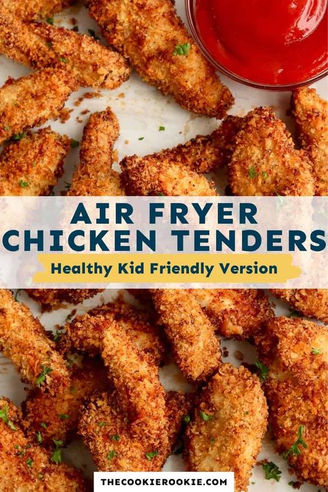 Healthy Chicken Tender Recipes Air Fryer, Chicken Tenders Air Fryer Recipes, Air Fryer Panko Chicken, Springtime Meals, Chicken Tenders Air Fryer, Panko Chicken Tenders, Air Fryer Recipes Chicken Tenders, Air Fried Chicken Tenders, Air Fryer Recipes Chicken Breast