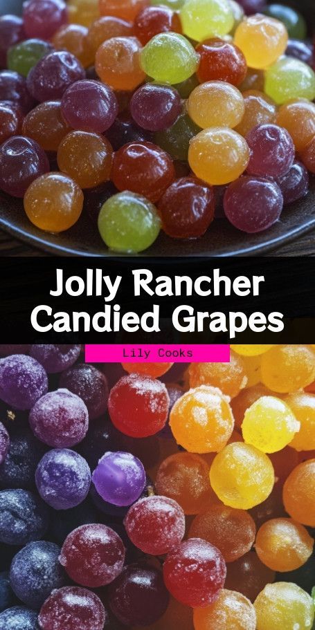 Jolly Rancher Candied Grapes Delight Recipe | Colorful & Sweet Snack Idea! Transform ordinary grapes into vibrant, mouth-watering treats with our easy Jolly Rancher Candied Grapes recipe! Perfect for gatherings or a fun snack, these fun and fruity bites are coated in crushed Jolly Rancher candies for a delightful twist. Ideal for kids and adults alike! Candied Grapes Recipe, Candied Grapes, Snack At Home, Colorful Explosion, Jolly Ranchers Candy, Grape Recipes, Jolly Rancher, Sweet Treats Recipes, Sweet And Sour