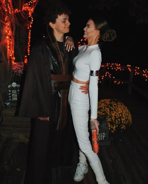 Padme Amidala and Anakin Skywalker
Star Wars Episode 2: Attack of the Clones Construction Worker Couple Costume, Blonde Boy Brunette Girl Costumes, Couples Costumes For Brunettes, Matching Couple Customes Halloween, Iconic Couples Halloween Costumes, Couples Halloween Costume Brunette, Dynamic Duo Couples, Badass Couple Costumes, Cars Couple Costume