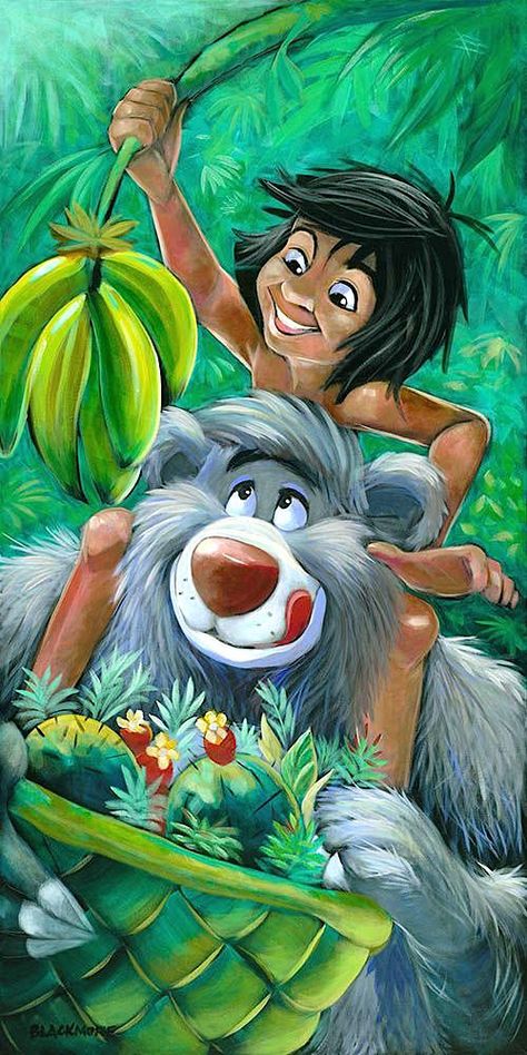 ✶ The Jungle Book by Brian Blackmore2 ★ Mogli Jungle Book, Mowgli Jungle Book, Mowgli And Baloo, Jungle Book Baloo, Jungle Book Disney, Disney Paintings, Images Disney, The Jungle Book, Disney Collage