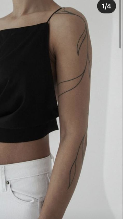 Line Work Body Tattoo, Line Art Arm Tattoos For Women, White Ink Arm Tattoo, Minimalist Shoulder Tattoos For Women, Tattoo Ideas Line Art, Line Tattoo Arm, Blitz Tattoo, Geometric Sleeve Tattoo, Tattoo Line