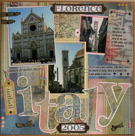 Europe Travel Scrapbook Pages, Italian Scrapbook Ideas, Italy Scrapbook Ideas, Europe Scrapbook Ideas, Italy Scrapbook Layouts, Travel Scrapbooking Ideas Layout, Travel Scrapbooking Ideas, Scrapbook Yearbook, Italy Scrapbooking