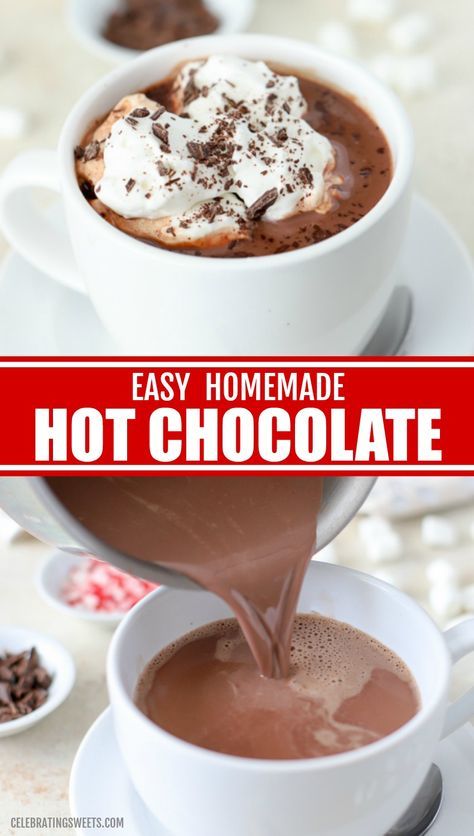 Hot Chocolate Using Chocolate Chips, Hot Chocolate Made With Cocoa Powder, Easy Homemade Hot Chocolate Recipe, How To Make Hot Cocoa With Cocoa Powder, Quick Hot Chocolate Recipe, Chocolate Chip Hot Chocolate, Nesquick Hot Chocolate, Hot Cocoa For One, One Cup Hot Chocolate