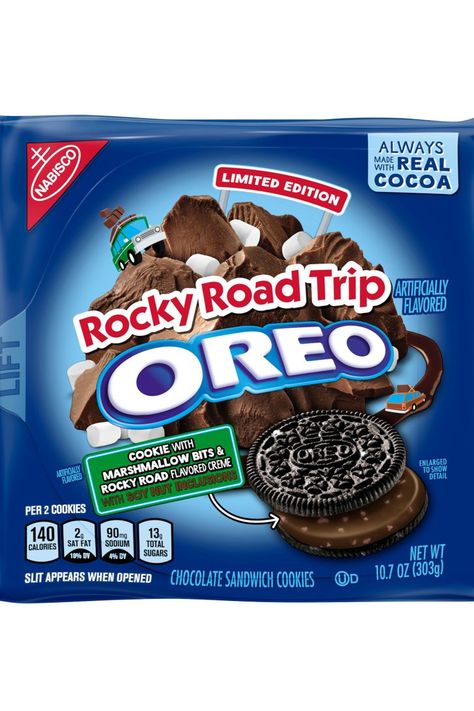 No, You’re Not Dreaming — Rocky Road Oreos Are Finally Launching This Month #rockyroad #oreos #snacks #dessert #snacktime Oreo Snack, Weird Oreo Flavors, Oreo Cookie Flavors, Weird Snacks, Vanilla Oreo, Oreo Thins, Oreo Biscuits, Oreo Flavors, Chips Ahoy