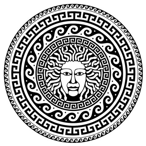 Greek Circle Pattern, Mythology Coloring Pages For Adults, Greek Mythology Pattern, Greek Mythology Coloring Pages, Mythology Coloring Pages, Greek Circle, Greece Pattern, Ancient Patterns, Greek Pattern