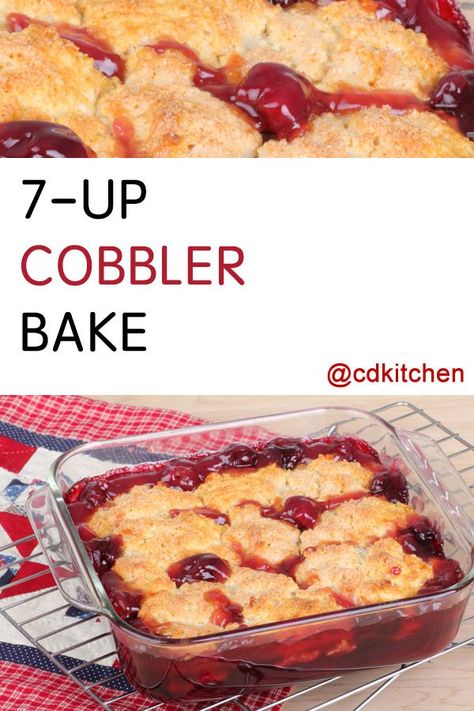 7 Up Cobbler, Cherry Cobbler Recipe, Cobbler Recipes Easy, Soda Cake, Orange Cake Recipe, Soda Recipe, Cherry Desserts, 7 Up, Cherry Recipes