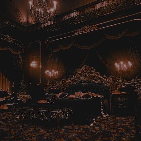 Dark Royalty Bedroom, Vampire Castle Interior, Destiny Core, Vampire Bedroom, Vampire Room, Bedroom Aesthetic Dark, Medieval Bedroom, Vampire House, Vampire Castle