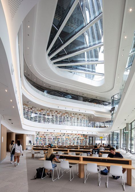 What contemporary library design looks like at its best | Indesignlive Contemporary Library Design, Library Interior Design Public, House Of Wisdom, Interactive Classroom, Foster Partners, Material Palette, Library Design, Reading Room, How To Level Ground