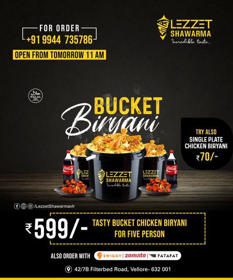 Biryani Bucket Poster Design 2022 Biryani Poster Design, Biryani Poster, Bucket Biryani, Health Care Hospital, Chicken Plating, Web Development Agency, Business Poster, Food Menu Design, Adobe Lightroom Cc