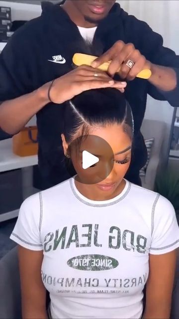 Hair In One Ponytail Black Women, Ponytail Designs For Black Women, Cute Short Ponytail Hairstyles, Ponytail With Bump On Top, 3 Part Ponytail Hairstyles, Simple Weave Ponytail Hairstyles, Ponytail Protective Style, Short Braid Ponytail, Black Girls Weave Hairstyles