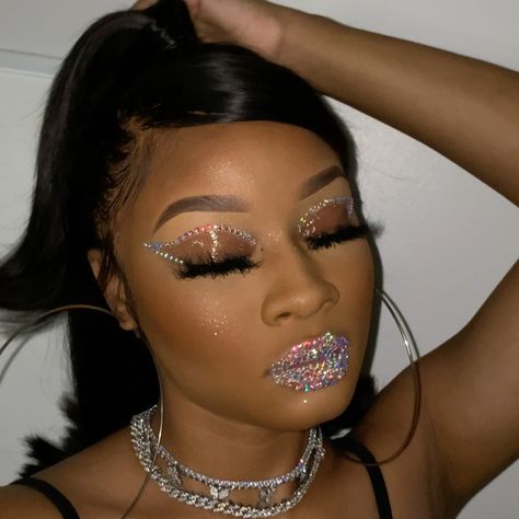 BeatsByDeb ONLY PAGE (@beatsbydeb) posted on Instagram • Aug 24, 2020 at 5:10pm UTC Rhinestone Lips Makeup, Duo Lash Glue, Rhinestone Lips, Maybelline Fit Me Concealer, Euphoria Makeup, Rhinestone Makeup, Brow Pen, Glitter Gloss, Makeup Pro