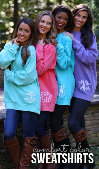 Monogram Shirts For Women, Sorority Girls, Monogram Ideas, Monogram Outfit, Monogram Sweatshirt, Marley Lilly, Monogram Shirts, Comfort Colors Sweatshirt, Embroidery Monogram