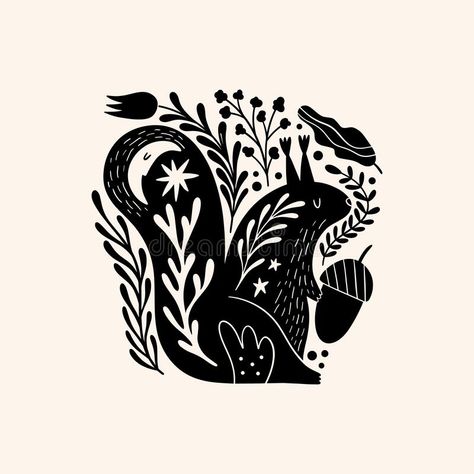 Folk Illustration, Arte Folk, Linocut Printmaking, Lino Art, Linocut Art, Animal Drawing, Scandinavian Folk Art, Art Et Illustration, Woodland Animal