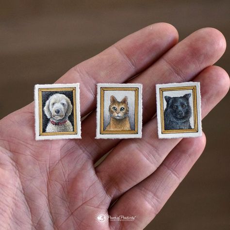 Mini Pet Portrait, Mini Portrait, Random Doodles, Room Pics, Watercolor Pet Portraits, Miniature Dogs, Miniature Portraits, Miniature Paintings, Power Of Positivity