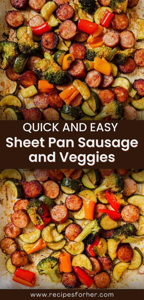 Delicious and effortless Sheet Pan Sausage and Veggies! 🥘🌽 Perfect for meal prep or a quick family dinner. Loaded with vibrant veggies, savory sausage, and seasoned to perfection Smoked Sausage And Veggies Skillet, Sheet Pan Kalbasa, Sausage Bowls Recipe, Meat And Veggie Sheet Pan Meals, Smoked Sausage Veggie Sheet Pan, Sheet Pan Italian Sausage And Veggies, Sausage Bake One Pan, Turkey Sausage Sheet Pan Dinner, Sausage Veggies Sheet Pan