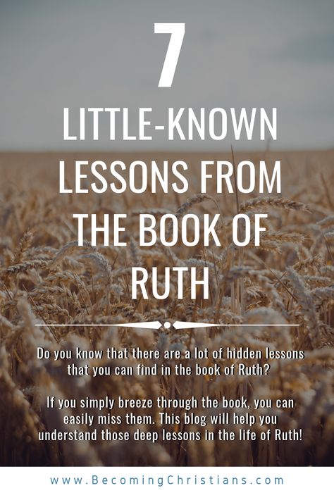 Ruth is a popular Biblical name. While a lot of people know this name, not many know the lessons from the Book of Ruth. Do you want to know these lessons and how to apply them in your life? In this post, let me share with you 7 lessons we can learn from the life of Ruth. Be In The World But Not Of The World, Book Of Ruth Quotes, Ruth Bible Study, Ruth Bible, The Book Of Ruth, Biblical Women, Book Of Ruth, Ruth 1, Biblical Names