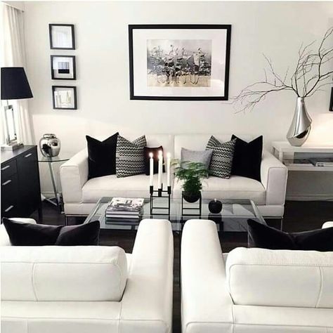 Living room White Living Room Decor, Black And White Living Room, Versace Home, White Living, White Living Room, White Furniture, A Living Room, Ikea Hacks, White Decor