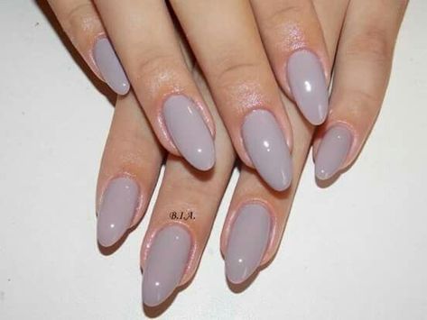 Lilac Gray Nails, Grey Nails Dip Powder, Grey Oval Acrylic Nails, Sheer Gray Nails, Grey Tipped Nails, Nails With Grey Dress, Light Grey Dip Powder Nails, Nails For Gray Dress, Grey Lilac Nails