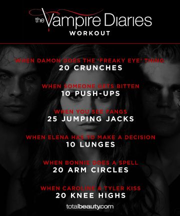 "The Mindy Project", The Ultimate Couch Potato Workout - (Page 7) Vampire Diaries Workout, Tv Workout, Tv Show Workouts, Movie Workouts, Tv Workouts, Vampire Diaries Memes, Walking Dead Game, Vampier Diaries, Vampire Diaries Stefan