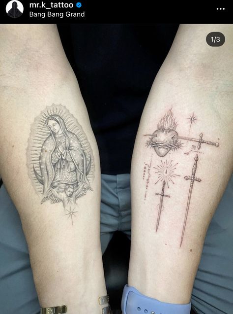 Aesthetic Tattoo Ideas, Catholic Tattoos, Abstract Tattoo Ideas, Sacred Heart Tattoos, Unique Tattoo Ideas, Mary Tattoo, 20 Aesthetic, Sacred Hearts, Red Tattoos